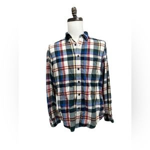 American Eagle Shirt Men’s Size Medium Super Soft Flannel Red Blue Green Plaid
